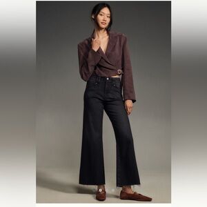 PAIGE Anessa Black High Rise Crop Wide Leg jeans